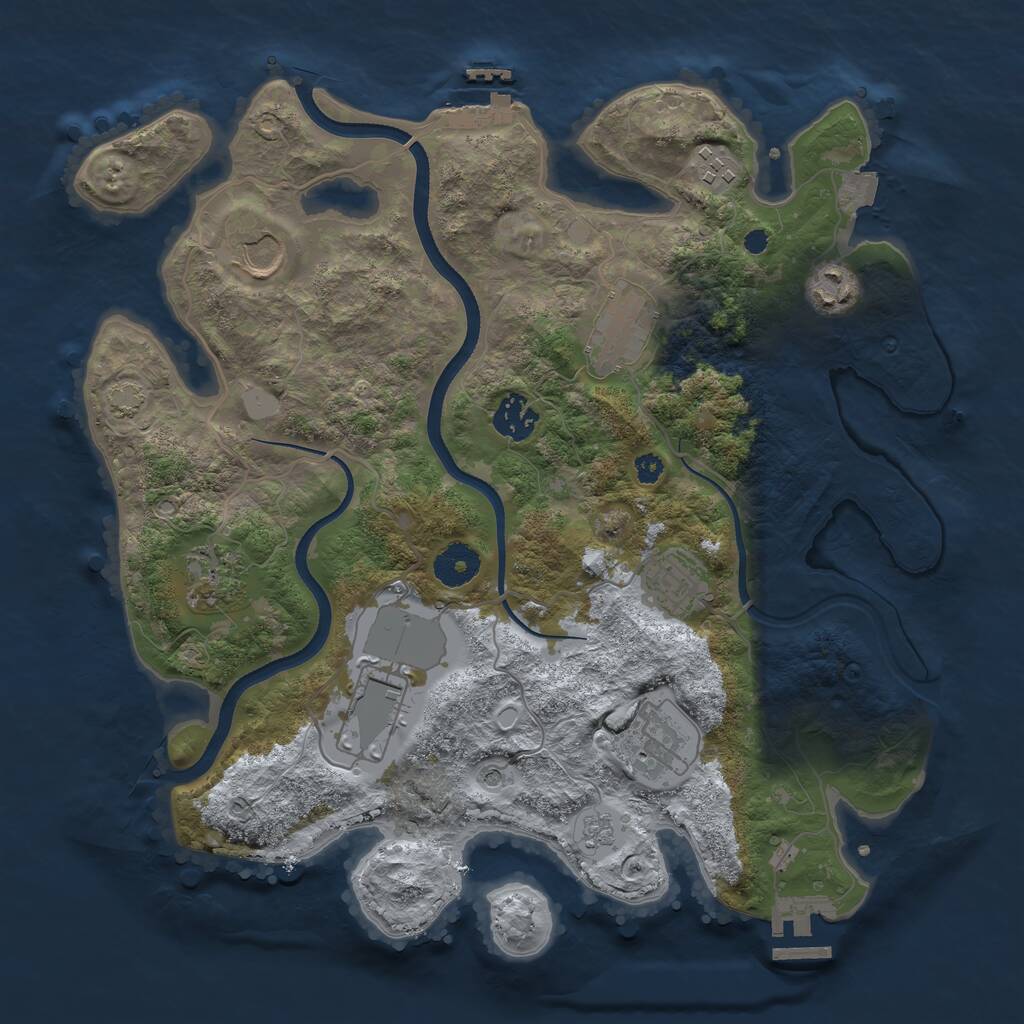 Rust Map: Procedural Map, Size: 3500, Seed: 468970, 15 Monuments