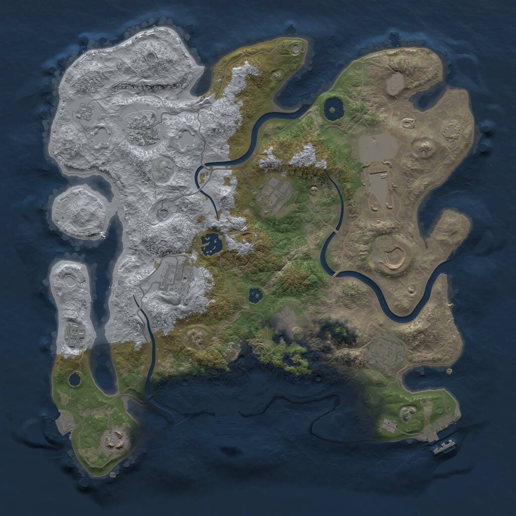 Rust Map: Procedural Map, Size: 3500, Seed: 567057, 16 Monuments