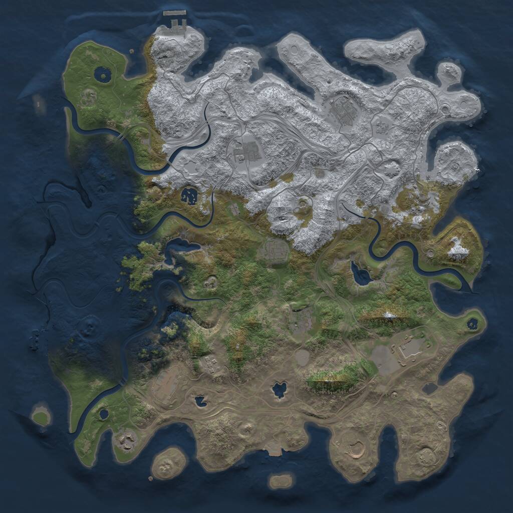 Rust Map: Procedural Map, Size: 4500, Seed: 1845406466, 17 Monuments