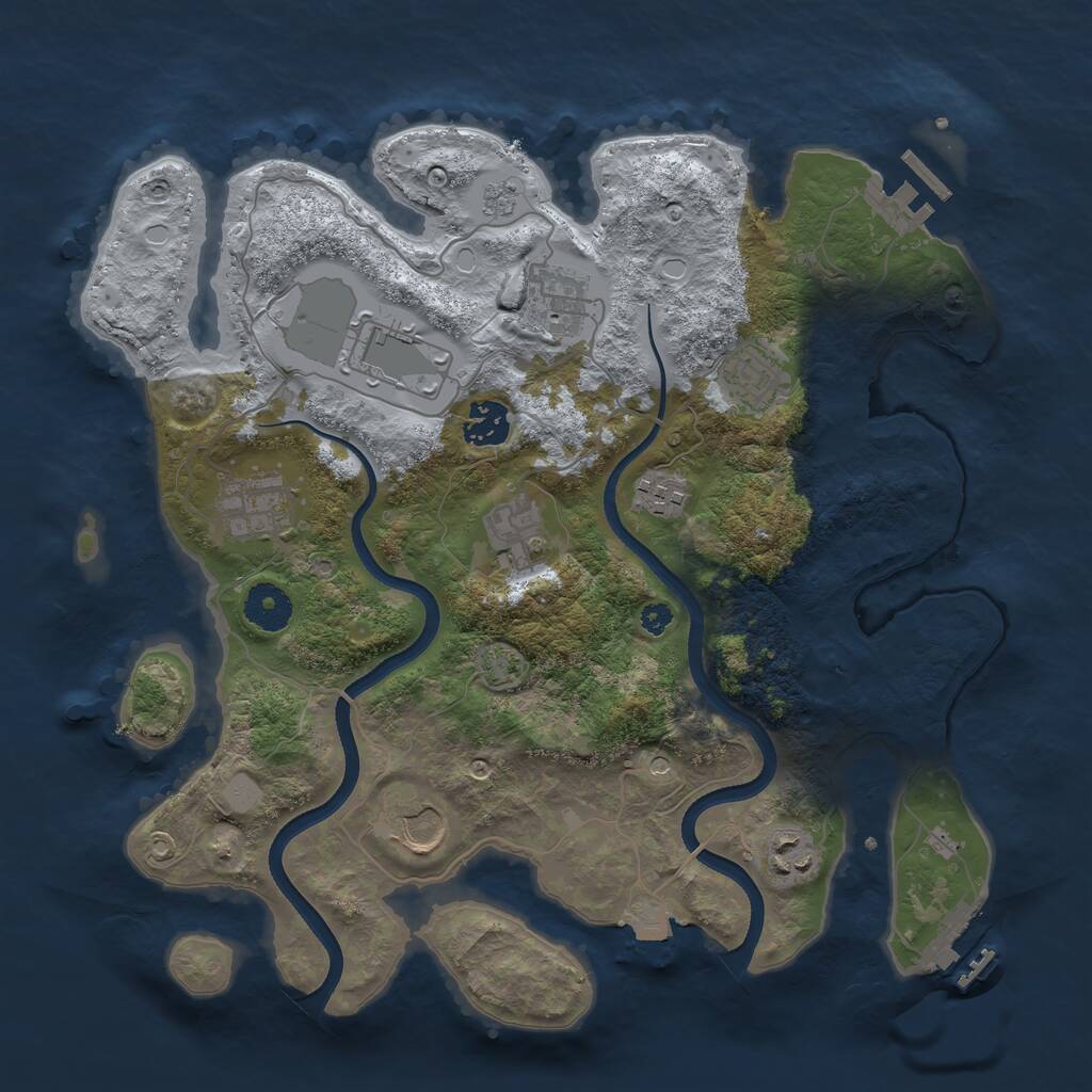 Rust Map: Procedural Map, Size: 3500, Seed: 906396, 15 Monuments