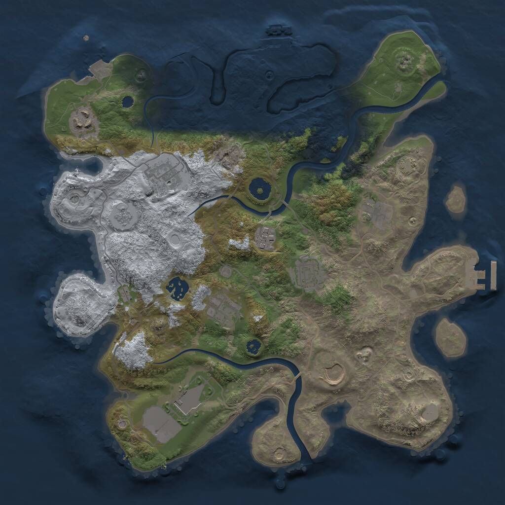 Rust Map: Procedural Map, Size: 3500, Seed: 1211843188, 15 Monuments