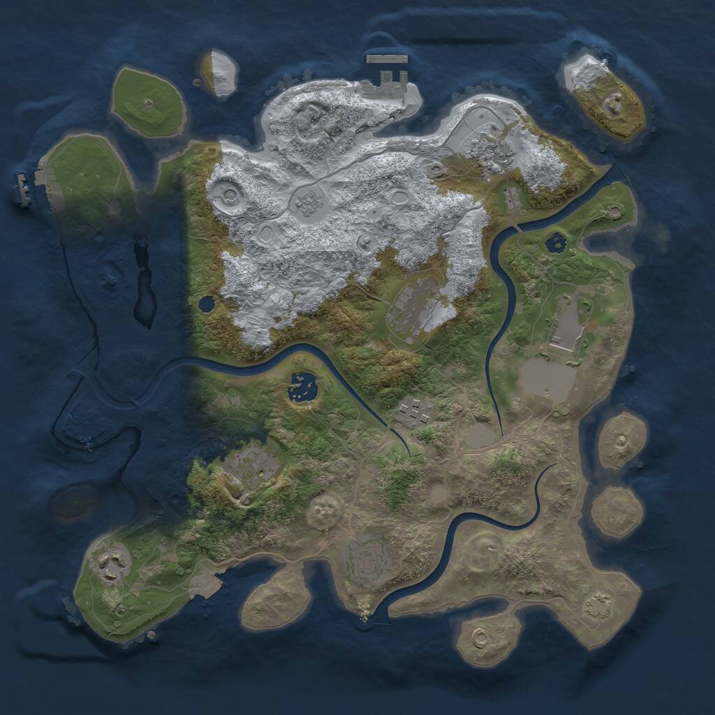 Rust Map: Procedural Map, Size: 3500, Seed: 481725, 14 Monuments