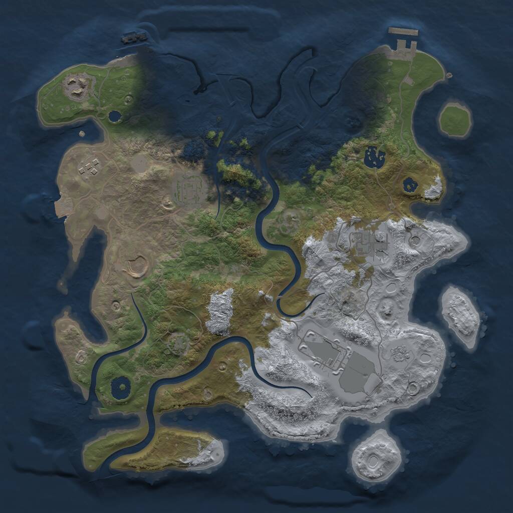 Rust Map: Procedural Map, Size: 3500, Seed: 625504, 13 Monuments