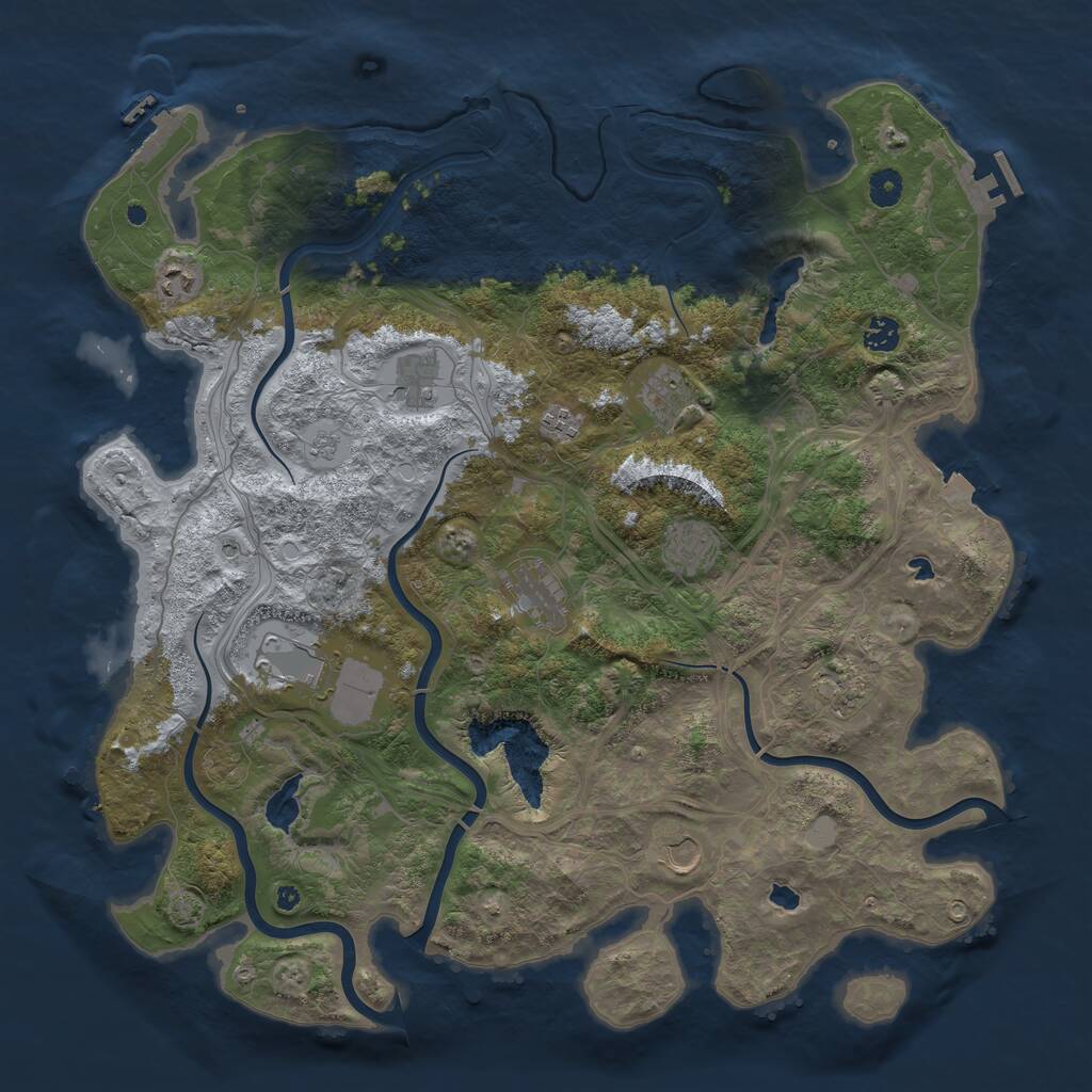 Rust Map: Procedural Map, Size: 4500, Seed: 597347015, 16 Monuments