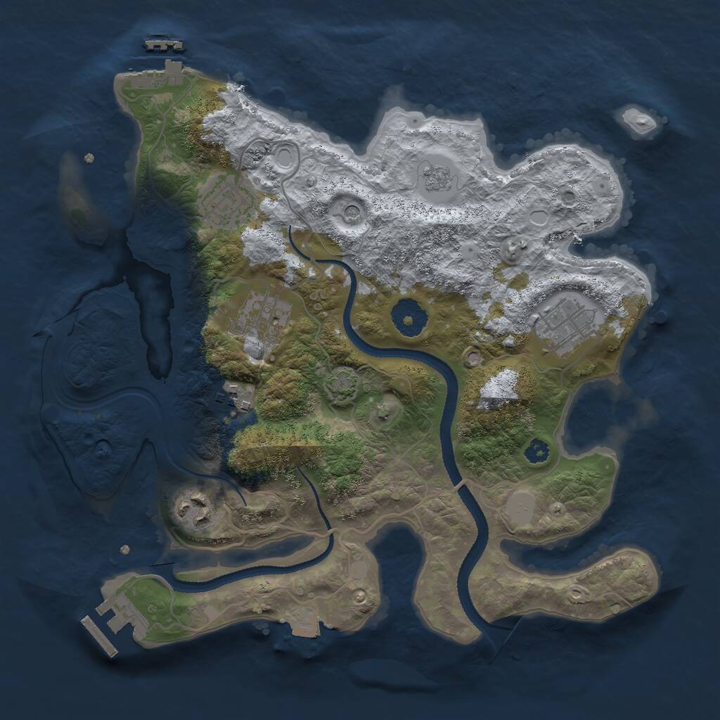 Rust Map: Procedural Map, Size: 3000, Seed: 1861403904, 11 Monuments