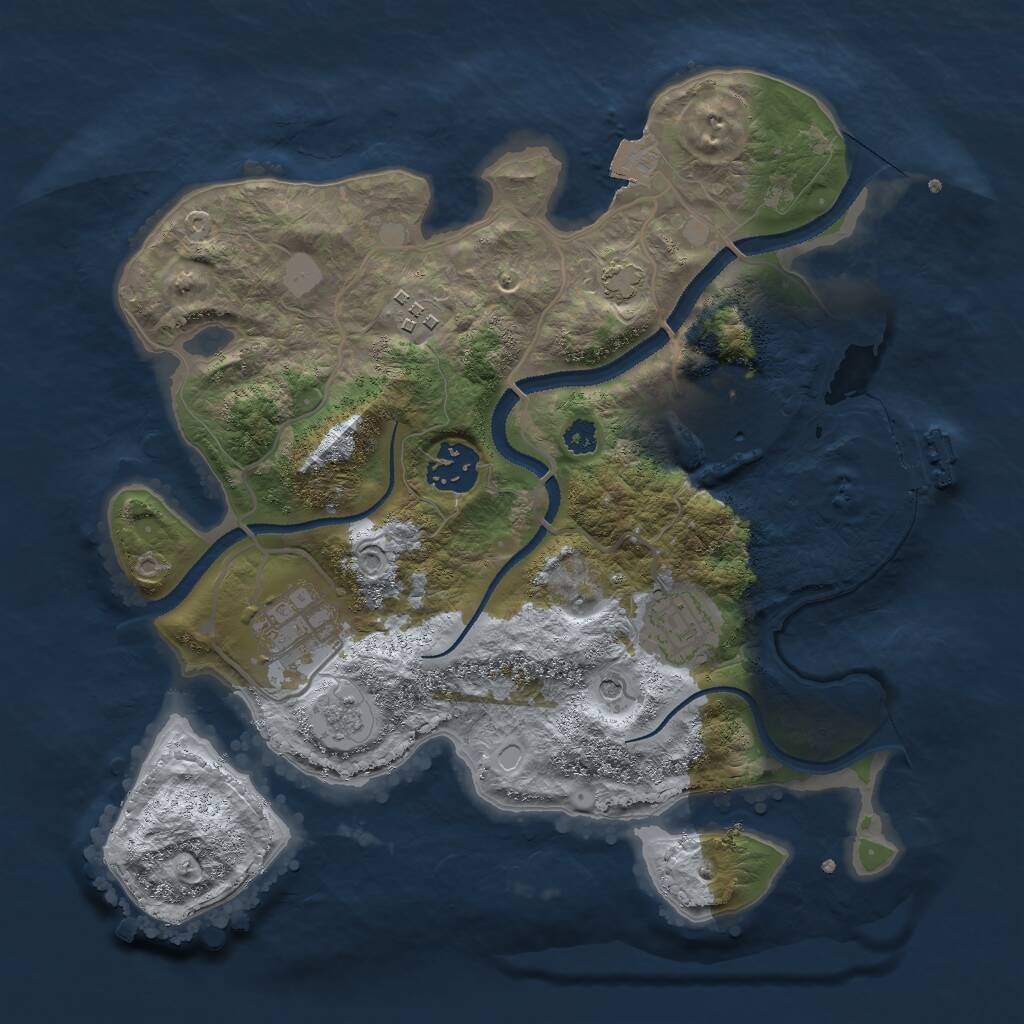 Rust Map: Procedural Map, Size: 3000, Seed: 813991, 10 Monuments