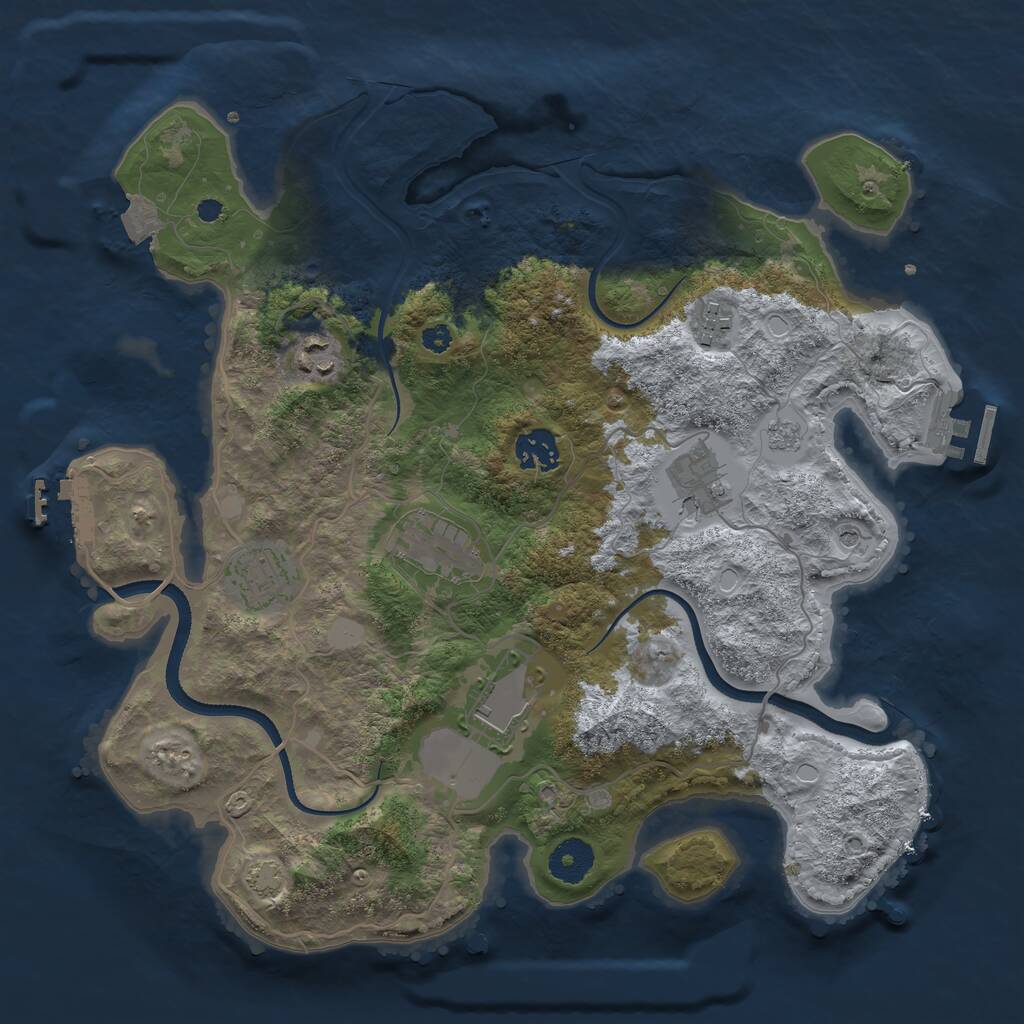 Rust Map: Procedural Map, Size: 3500, Seed: 411514, 13 Monuments