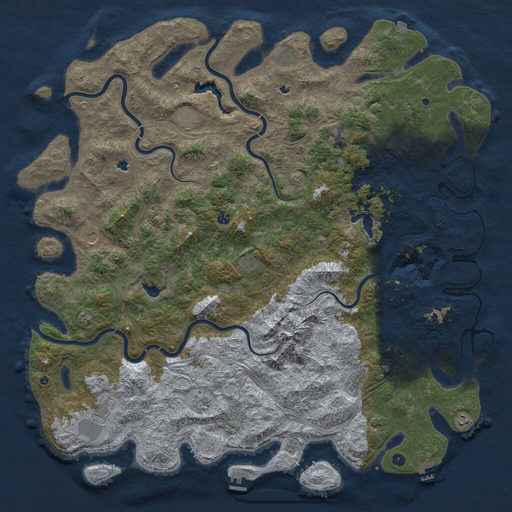 Rust Map: Procedural Map, Size: 6000, Seed: 81754, 17 Monuments