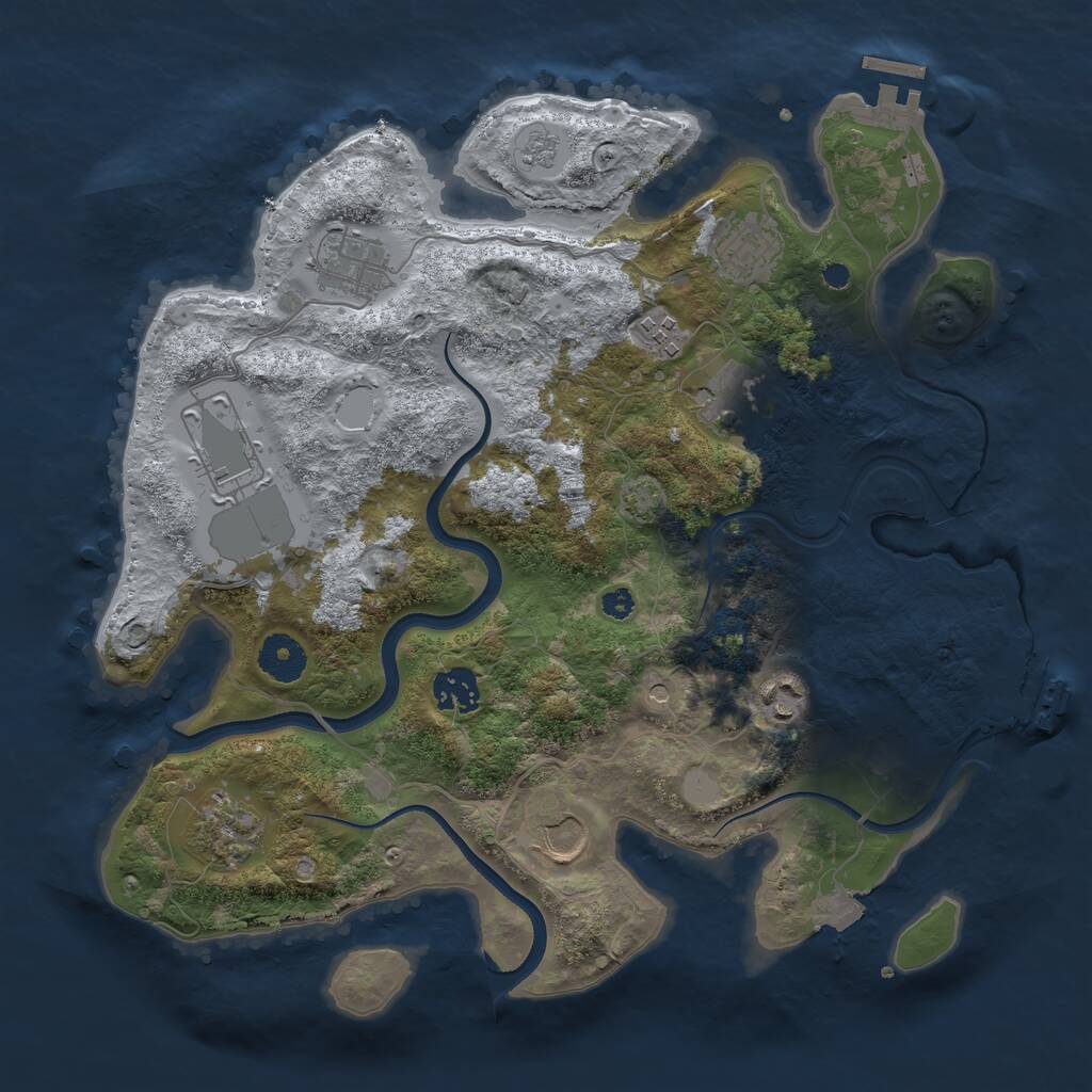 Rust Map: Procedural Map, Size: 3500, Seed: 1442620929, 15 Monuments