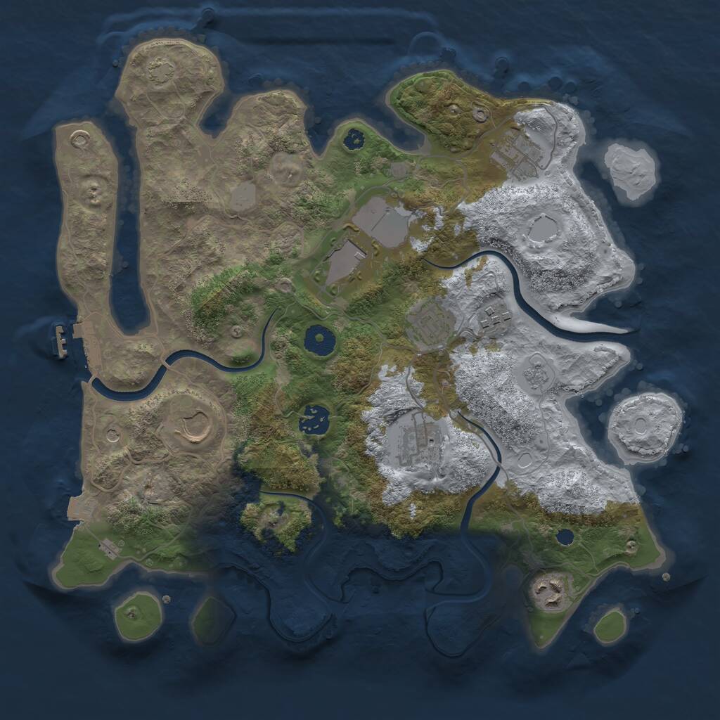 Rust Map: Procedural Map, Size: 3500, Seed: 977272399, 13 Monuments