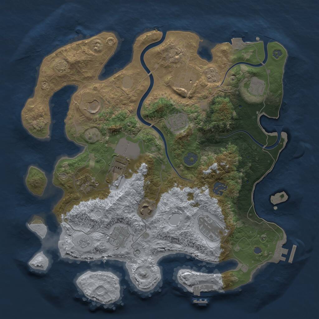 Rust Map: Procedural Map, Size: 3500, Seed: 1331307278, 18 Monuments
