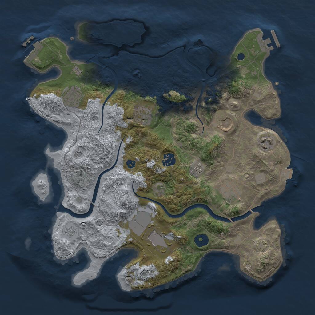 Rust Map: Procedural Map, Size: 3500, Seed: 11099, 14 Monuments