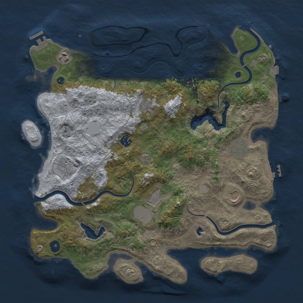 Rust Map: Procedural Map, Size: 4096, Seed: 887233935, 14 Monuments