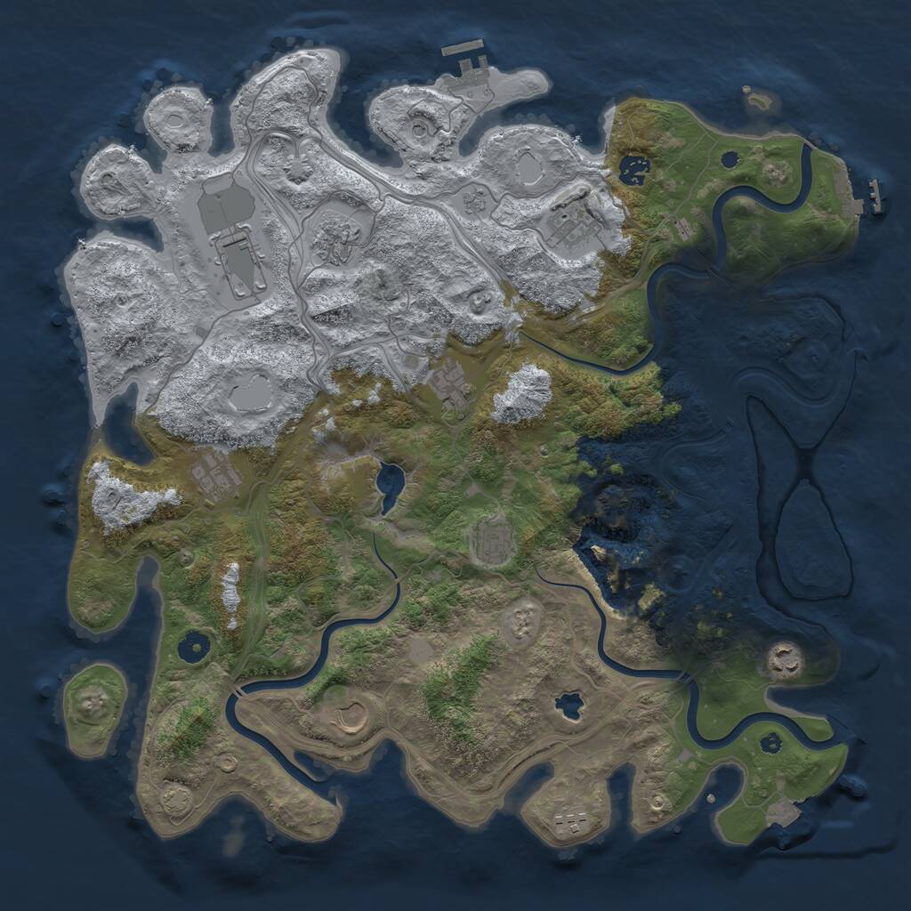 Rust Map: Procedural Map, Size: 4350, Seed: 834354156, 16 Monuments