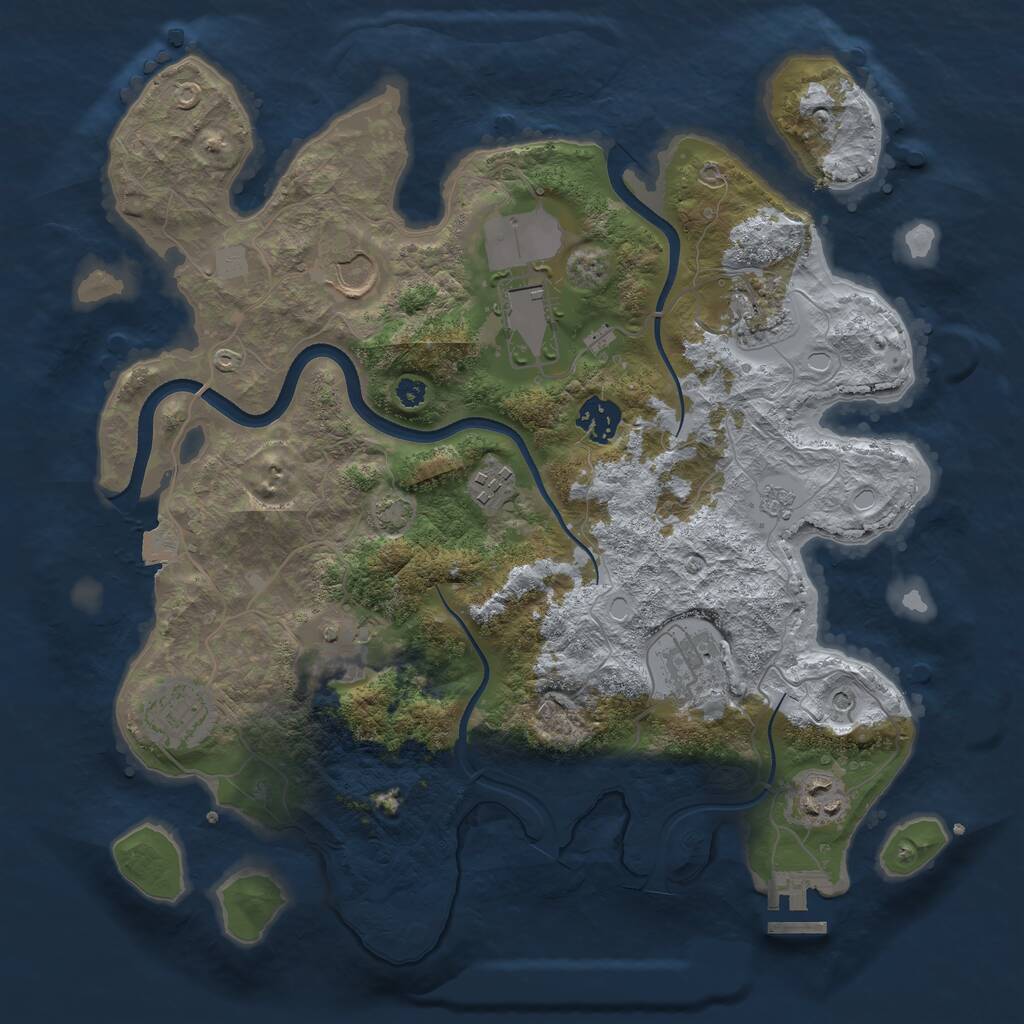 Rust Map: Procedural Map, Size: 3500, Seed: 509030445, 14 Monuments