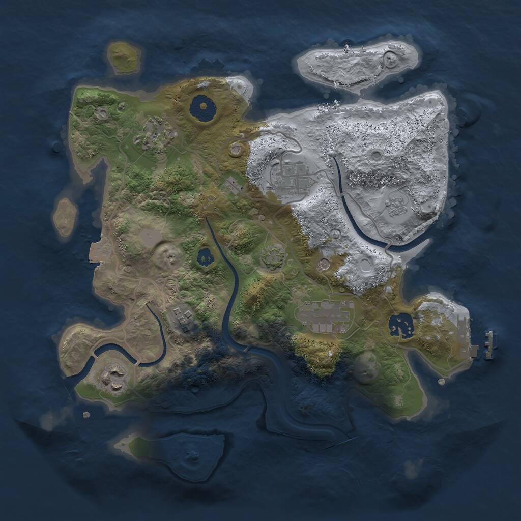 Rust Map: Procedural Map, Size: 3000, Seed: 1055839250, 11 Monuments