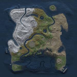 Thumbnail Rust Map: Procedural Map, Size: 3000, Seed: 1722848712, 11 Monuments