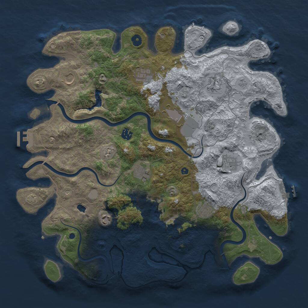 Rust Map: Procedural Map, Size: 4200, Seed: 1001852374, 16 Monuments