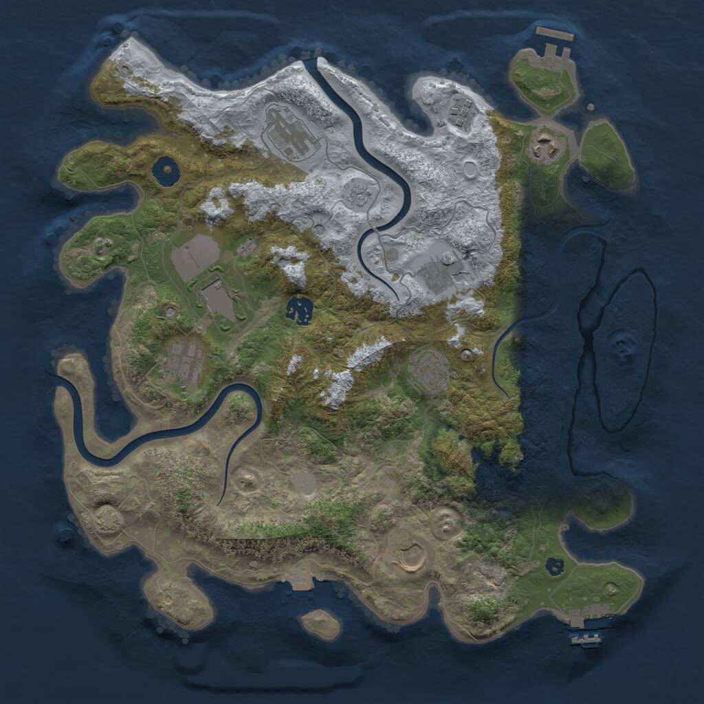 Rust Map: Procedural Map, Size: 3750, Seed: 36786258, 15 Monuments
