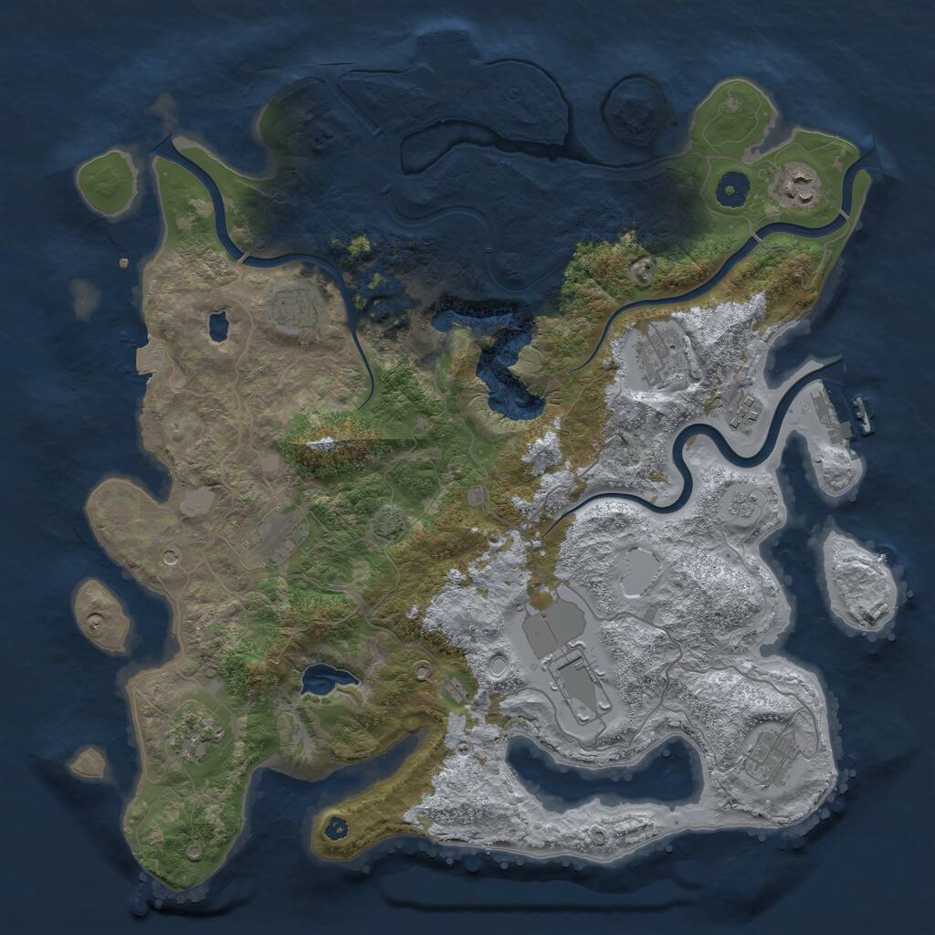 Rust Map: Procedural Map, Size: 4050, Seed: 176909869, 14 Monuments