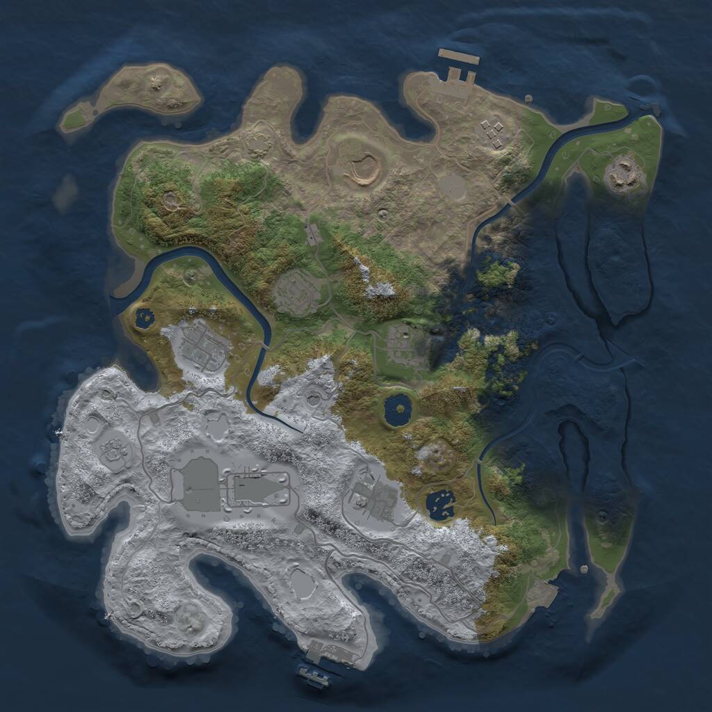 Rust Map: Procedural Map, Size: 3500, Seed: 651528690, 15 Monuments