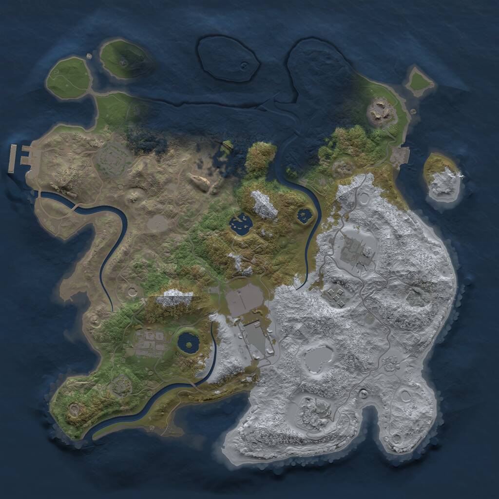 Rust Map: Procedural Map, Size: 3500, Seed: 1164486419, 14 Monuments