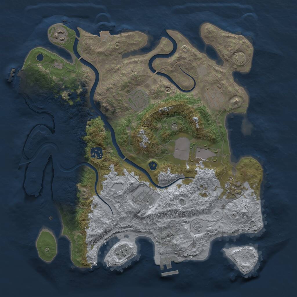 Rust Map: Procedural Map, Size: 3500, Seed: 523011802, 14 Monuments