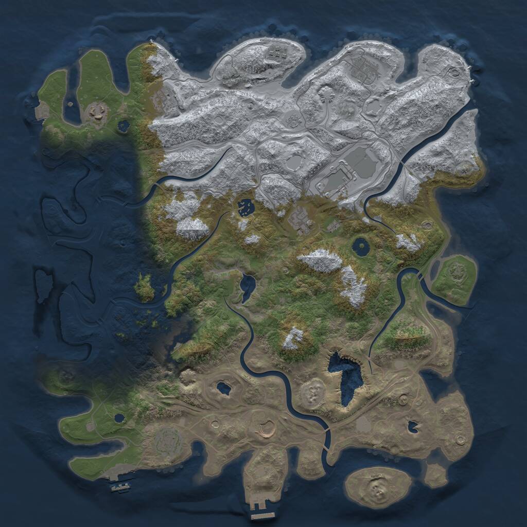 Rust Map: Procedural Map, Size: 4500, Seed: 24651134, 16 Monuments