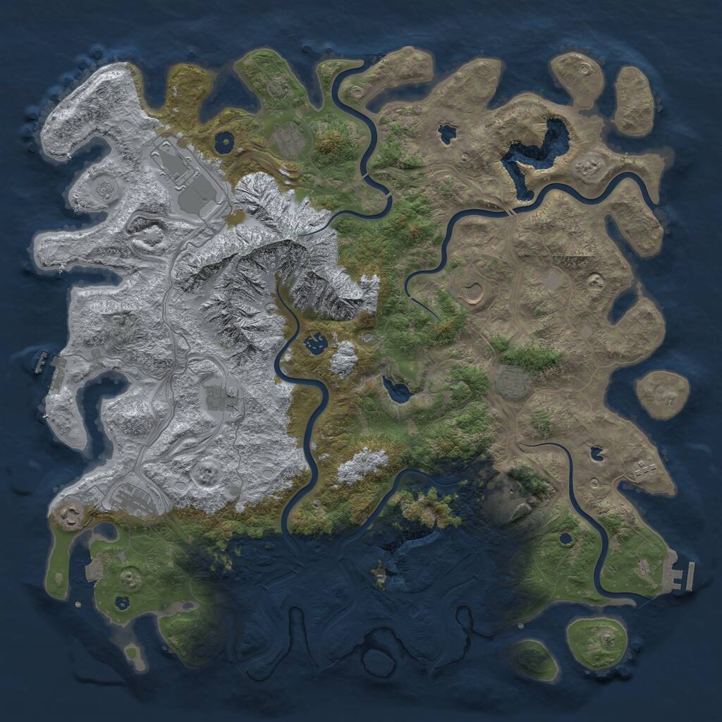 Rust Map: Procedural Map, Size: 5000, Seed: 689602610, 16 Monuments