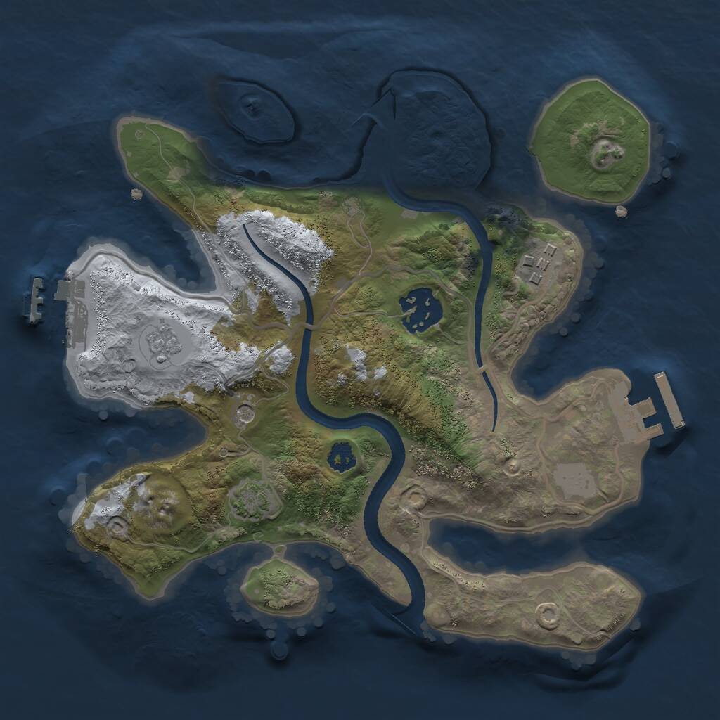 Rust Map: Procedural Map, Size: 2500, Seed: 726953, 8 Monuments