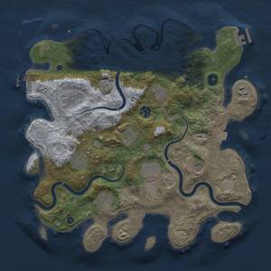 Thumbnail Rust Map: Procedural Map, Size: 3700, Seed: 720119406, 16 Monuments