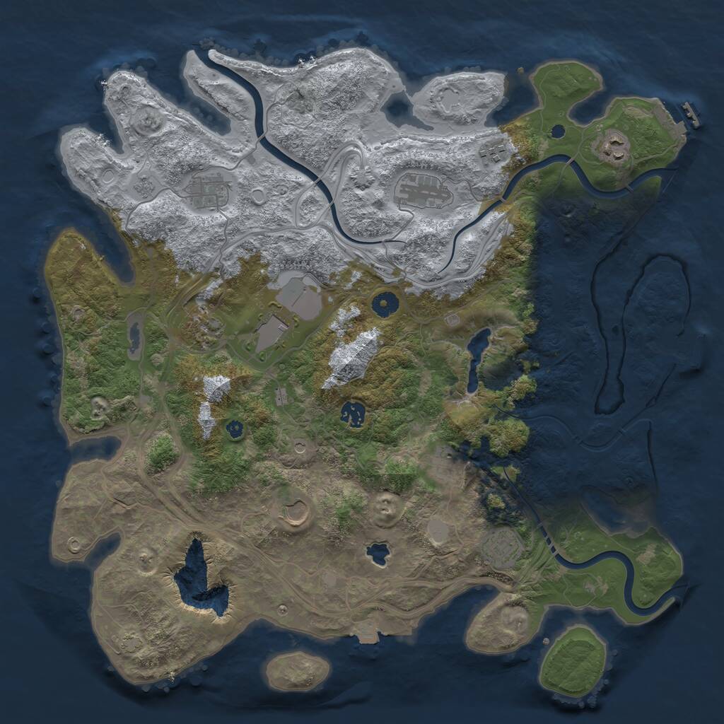 Rust Map: Procedural Map, Size: 4250, Seed: 26383063, 16 Monuments