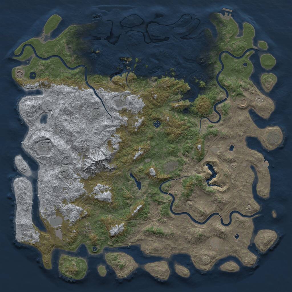 Rust Map: Procedural Map, Size: 6000, Seed: 477294064, 17 Monuments