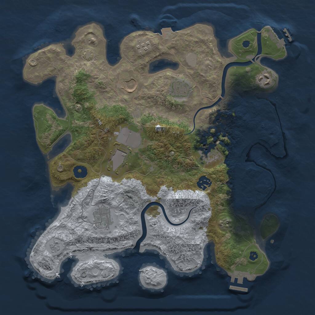 Rust Map: Procedural Map, Size: 3500, Seed: 54000, 14 Monuments