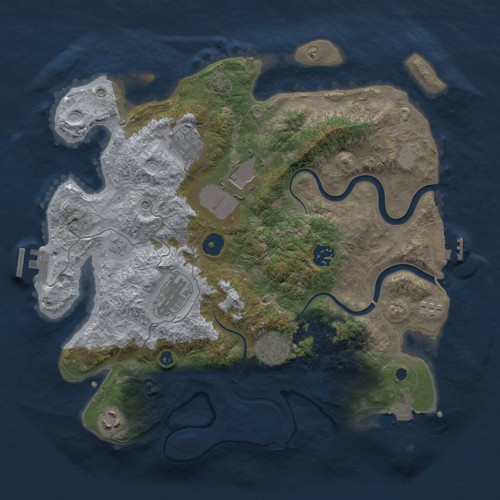 Rust Map: Procedural Map, Size: 3500, Seed: 101844993, 13 Monuments