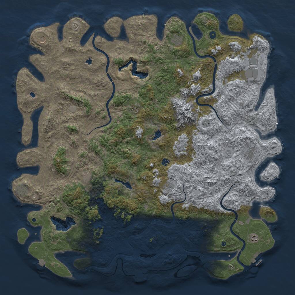 Rust Map: Procedural Map, Size: 6000, Seed: 1139549442, 17 Monuments