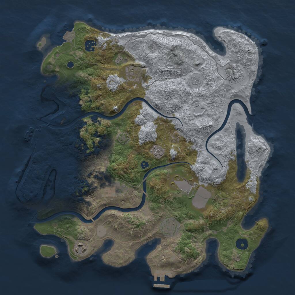 Rust Map: Procedural Map, Size: 3700, Seed: 420487663, 14 Monuments