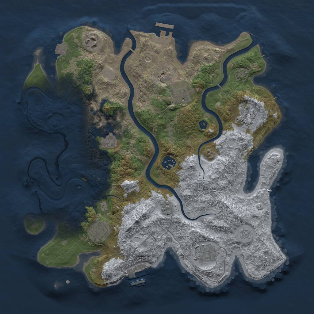 Rust Map: Procedural Map, Size: 3500, Seed: 1942591403, 14 Monuments