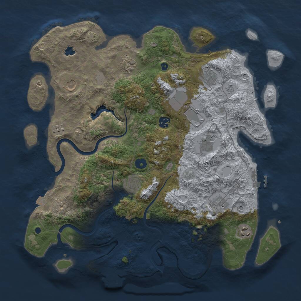 Rust Map: Procedural Map, Size: 4000, Seed: 28475, 16 Monuments
