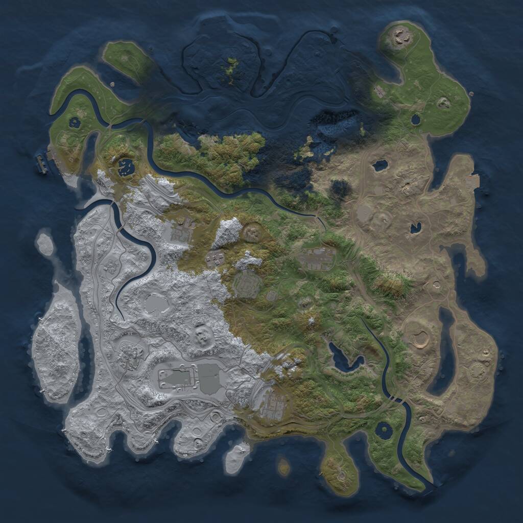 Rust Map: Procedural Map, Size: 4500, Seed: 1999288222, 16 Monuments