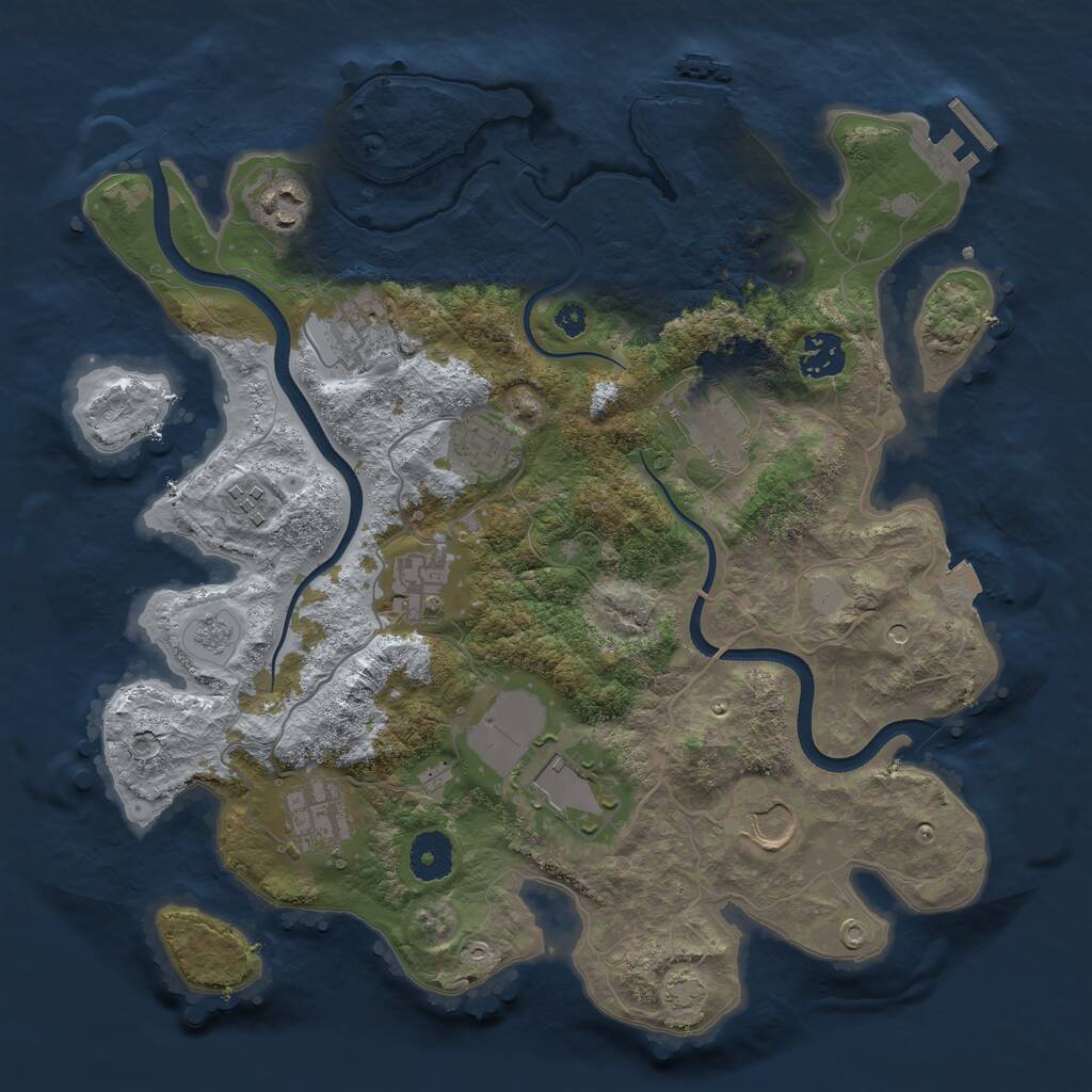 Rust Map: Procedural Map, Size: 3500, Seed: 683754685, 16 Monuments