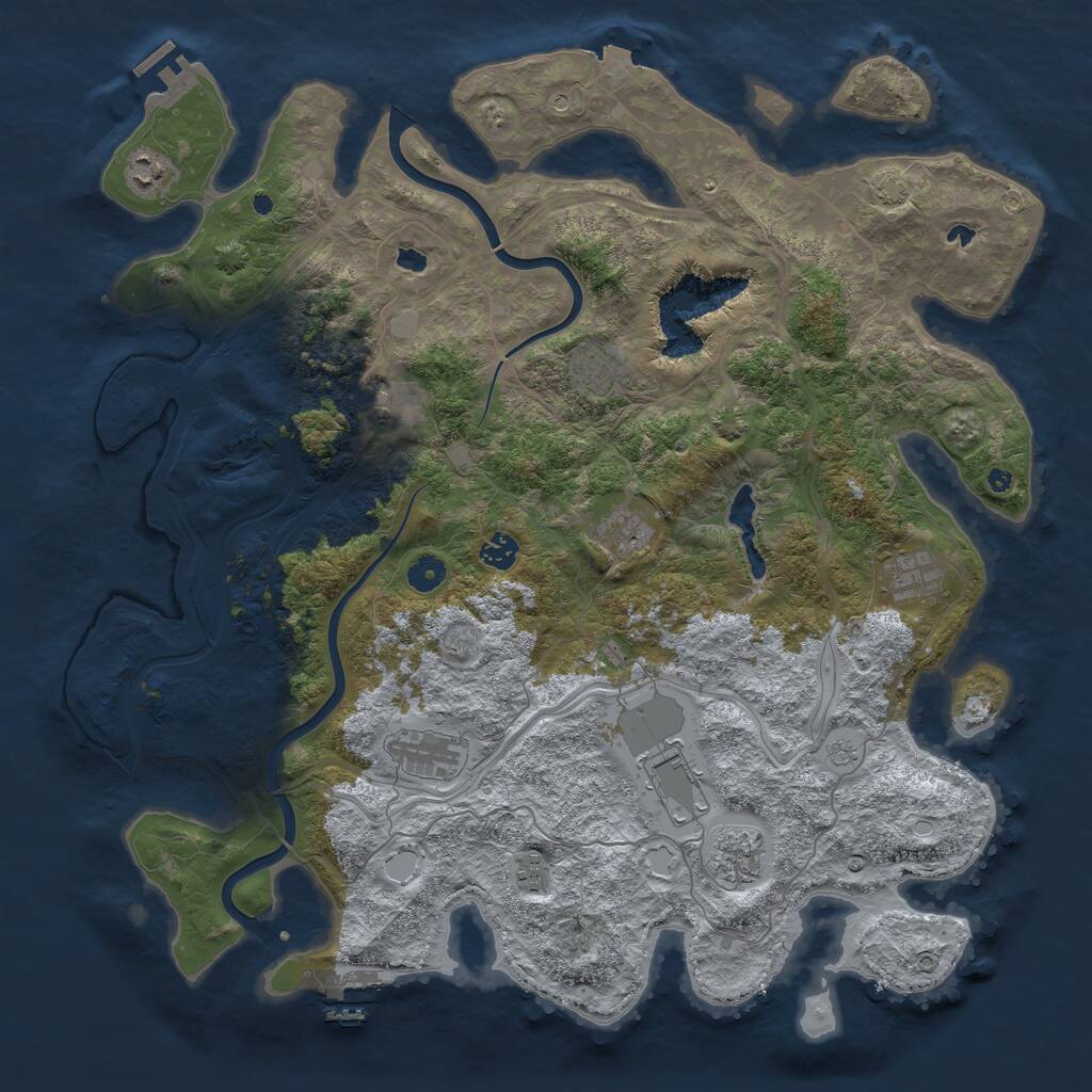 Rust Map: Procedural Map, Size: 4500, Seed: 377298669, 16 Monuments