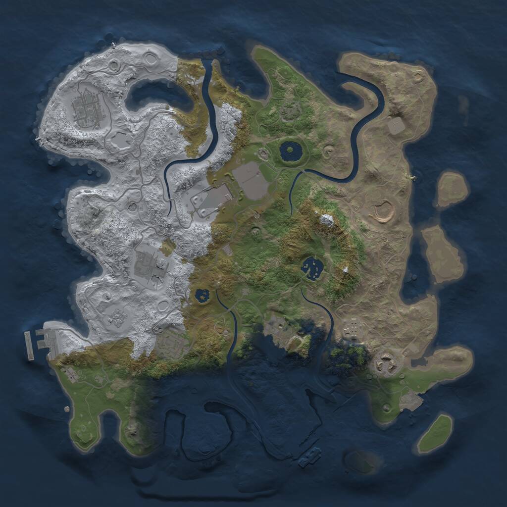 Rust Map: Procedural Map, Size: 3500, Seed: 48209517, 15 Monuments