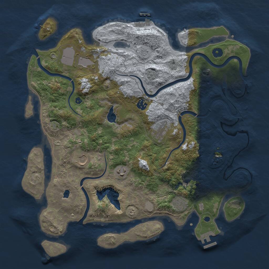 Rust Map: Procedural Map, Size: 4000, Seed: 360942619, 13 Monuments
