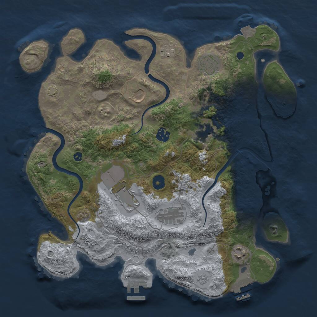 Rust Map: Procedural Map, Size: 3500, Seed: 273428, 14 Monuments