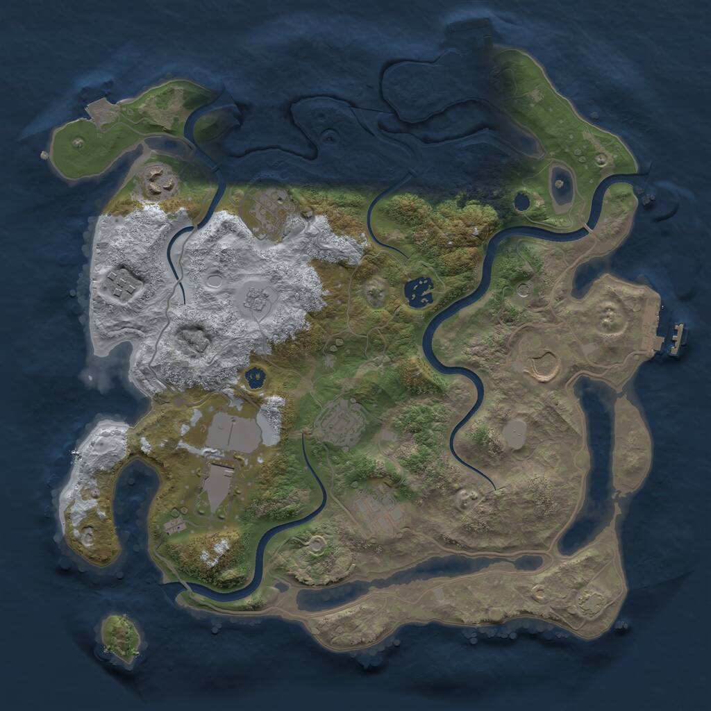 Rust Map: Procedural Map, Size: 3500, Seed: 525855, 14 Monuments