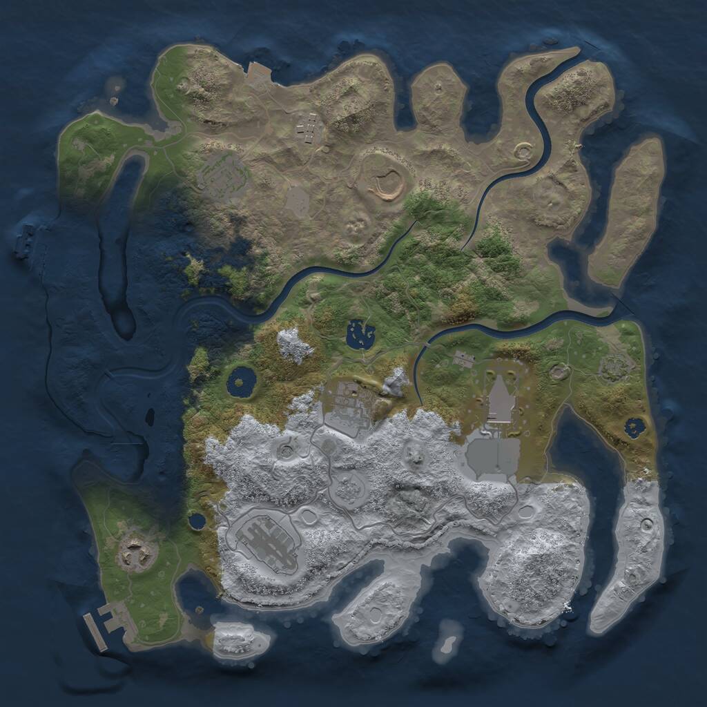 Rust Map: Procedural Map, Size: 3500, Seed: 680691, 14 Monuments