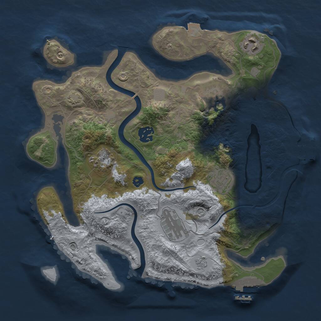 Rust Map: Procedural Map, Size: 3000, Seed: 281196217, 12 Monuments
