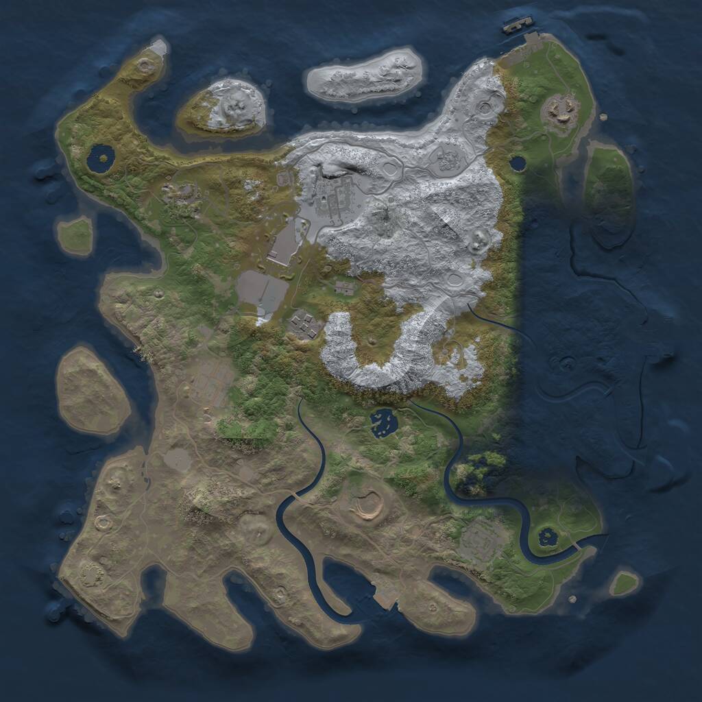 Rust Map: Procedural Map, Size: 3700, Seed: 1155153760, 15 Monuments