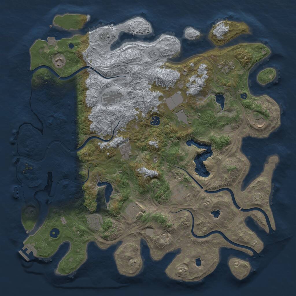 Rust Map: Procedural Map, Size: 4500, Seed: 813338150, 17 Monuments